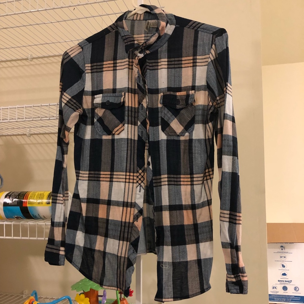 Peach and blue flannel